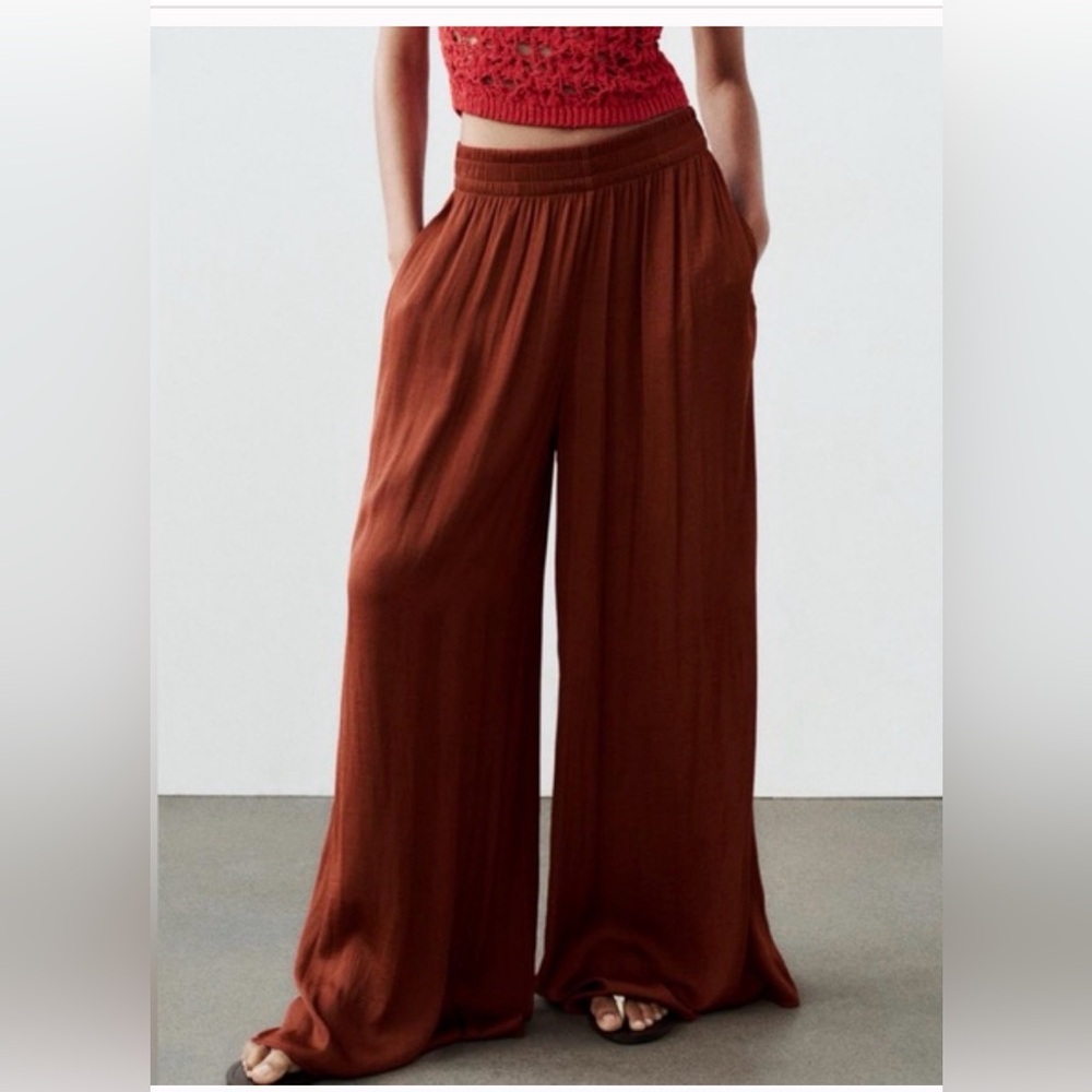 7 days only Beautiful Zara wide leg satin pants